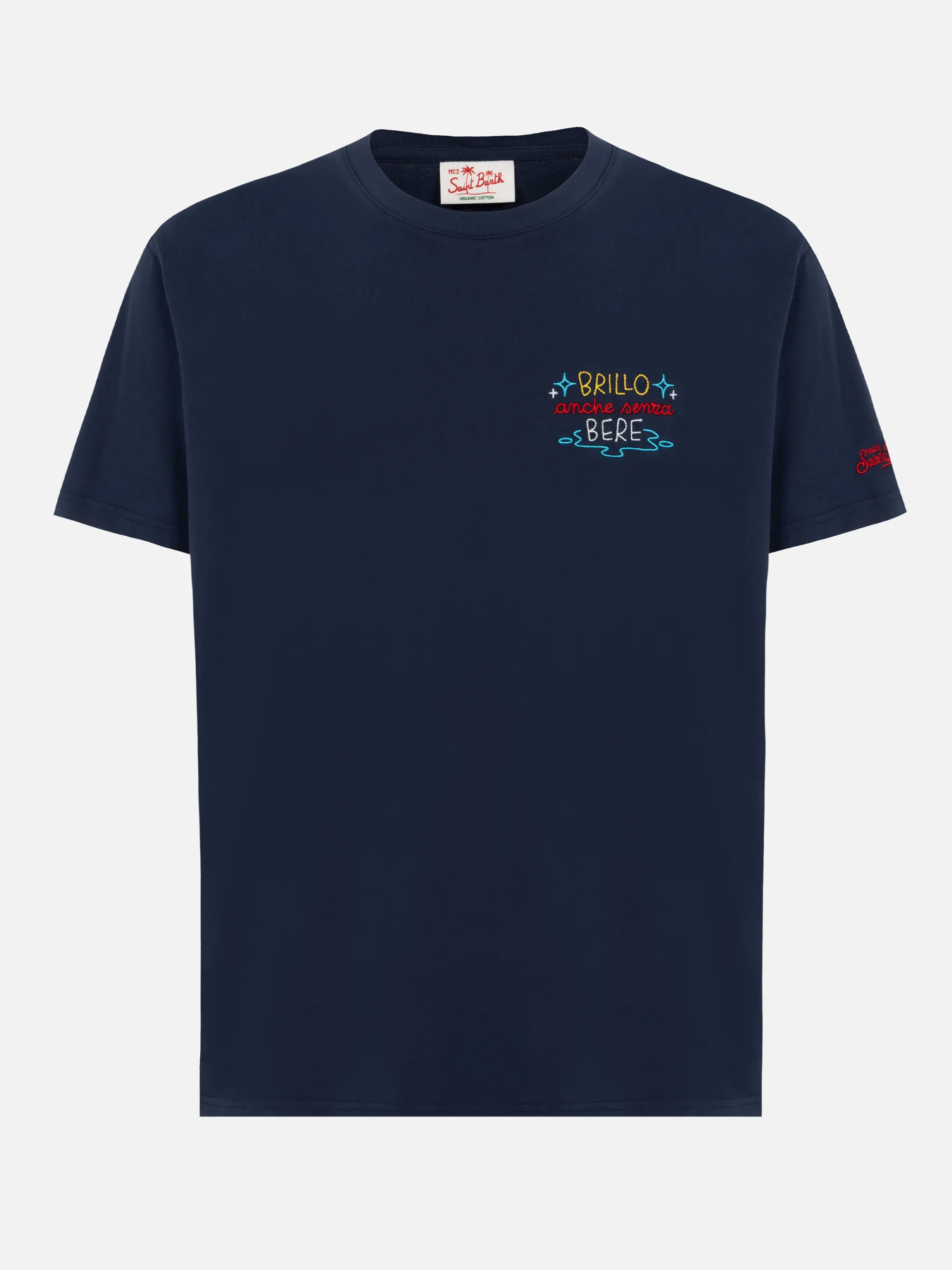 Portofino T-shirt van katoenen jersey met klassieke pasvorm en Brillo-borduurwerk.