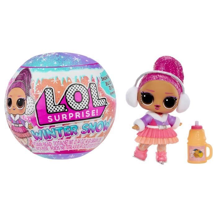 Muñeca coleccionable - MGA - Tótem de nieve invernal - 7,5 cm - Sorpresa mágica de nieve - 7 accesorios