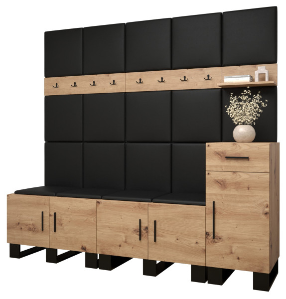 Garderoba do przedpokoju ARTIN 8 artisan   ekoskóra czarna