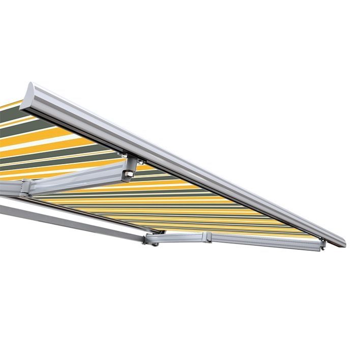 Store banne manuel Demi coffre 4 x 3 m pour terrasse - Gris jaune