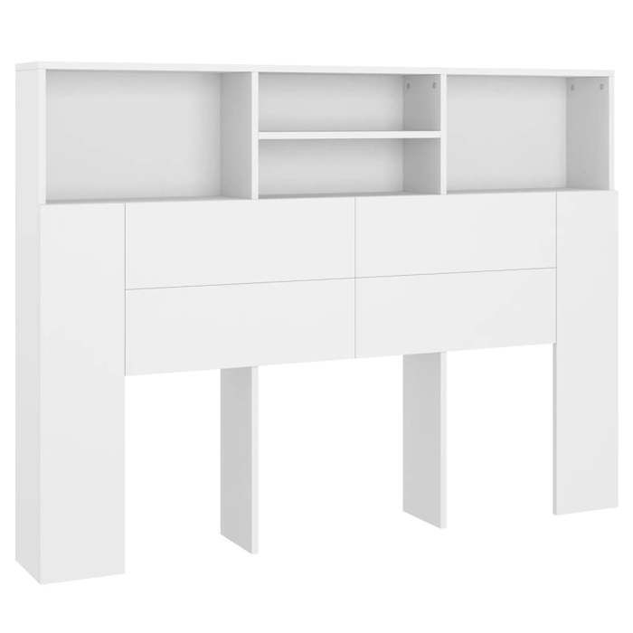 Cabecero con espacio de almacenamiento, mesita de noche, estante, 140 x 19 x 103,5 cm, MDF blanco, TDL0200107