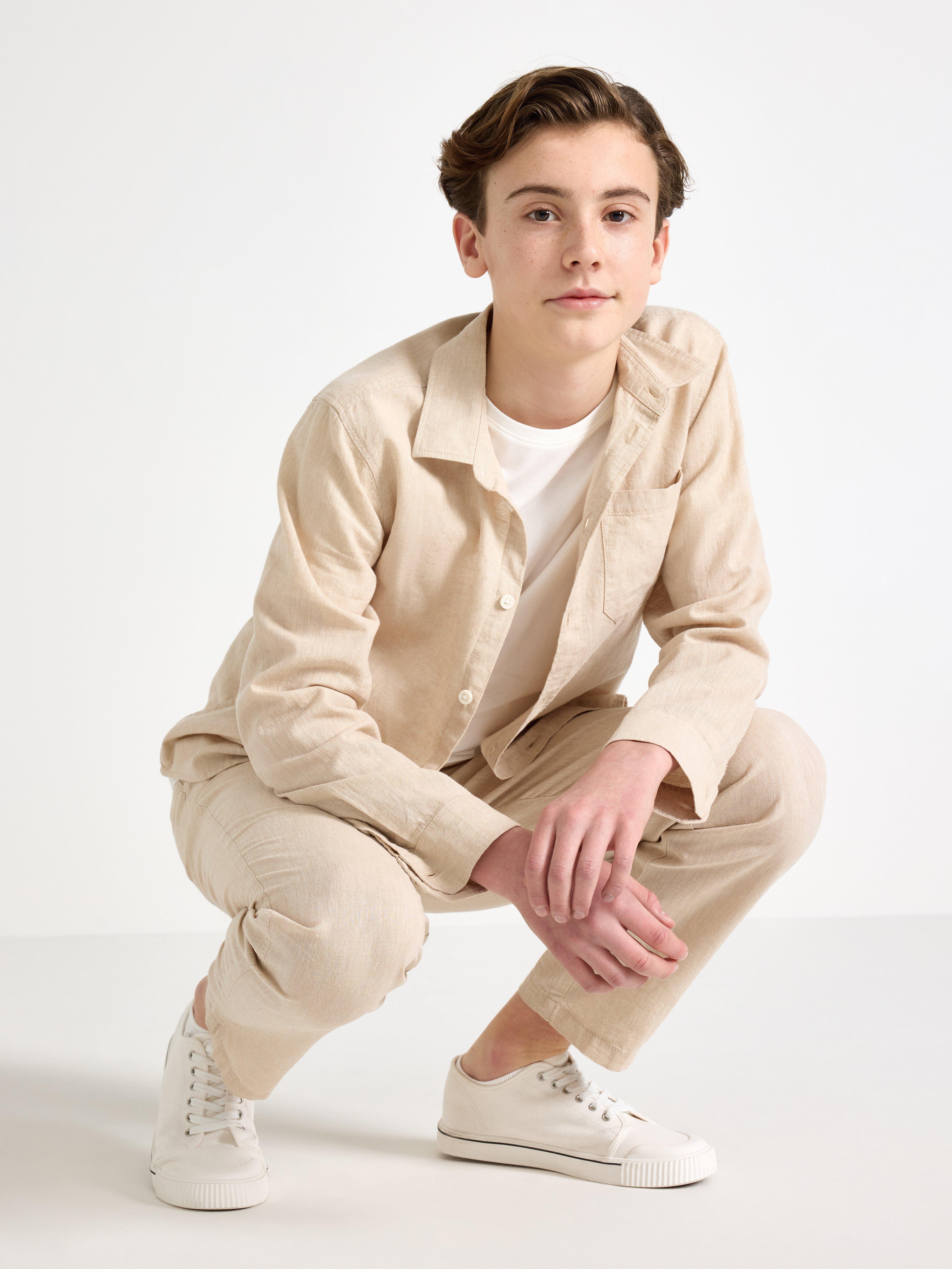 Skjorta i linneblandning Beige