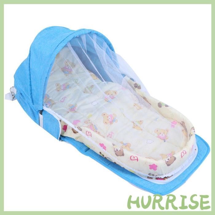 Garosa Tragbares mobiles Babybett, multifunktionales Moskitonetz-Babybett, faltbares tragbares Babybett mit Bettdekoration, Blau