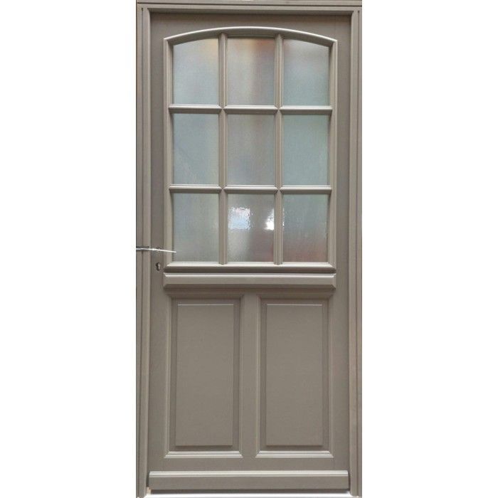 Porte d'entrée Bois Vitrée Alban Gris Quartz, H.215xl.90 cm Côte Tableau p.Droit