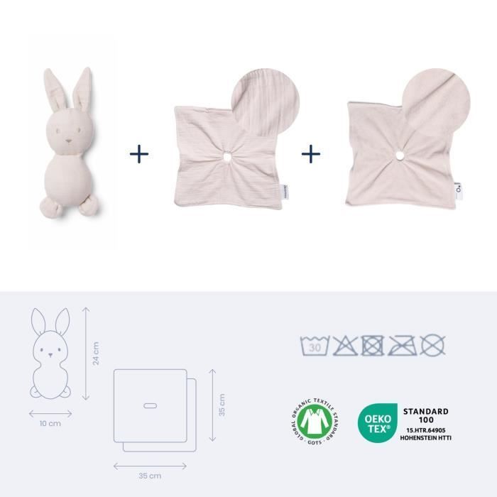 Peluche para bebé doomoo You&Me - Reversible y suave - Incluye 2 cuerpos para que el bebé conserve el aroma de los padres, color beige.