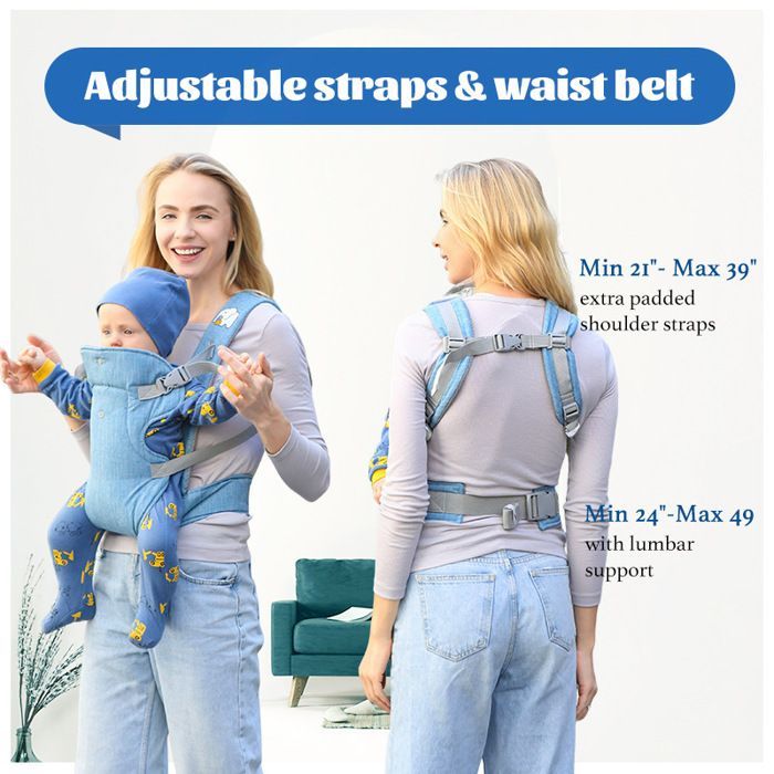Portabebés ergonómico 4 en 1, convertible, cómodo, con correas acolchadas y ajustables.