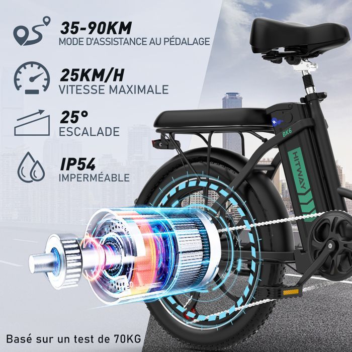 Bicicleta elétrica de montanha HITWAY de 20