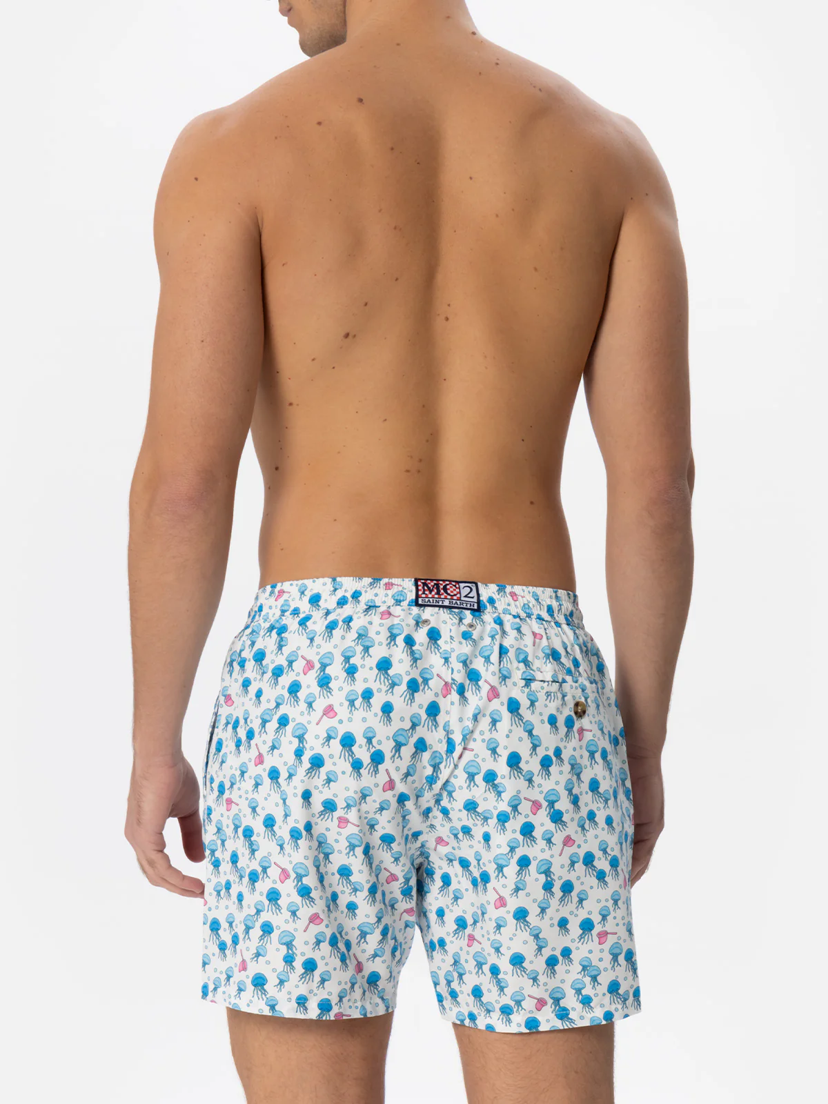 Classic Swim Shorts | Jellyfish Print on White | Quick-Drying & Lightweight | Saint Barth