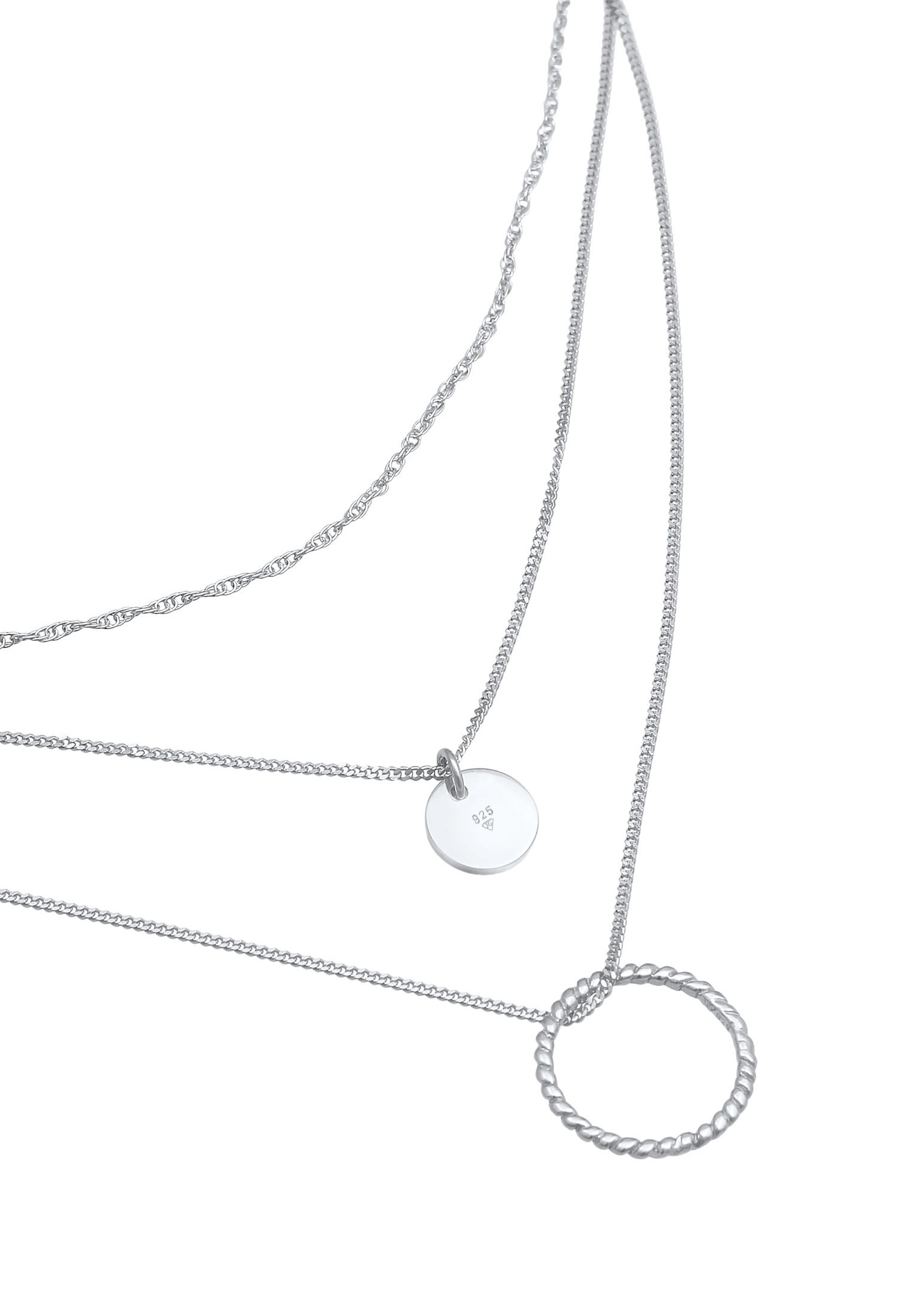 Elli Pendentif Femmes Layer Cercle Twisted Timeless Trend Blogger en argent sterling 925