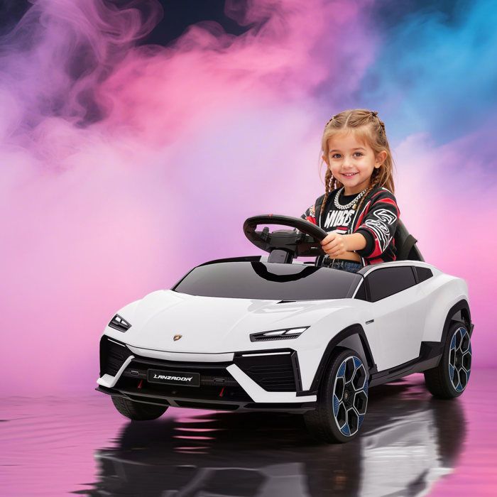 Elektroauto für Kinder – AIYAPLAY – 12 V mit 2,4-GHz-Fernbedienung und 2 Motoren, Höchstgeschwindigkeit 4 km/h – 101,5 x 49 x 43 cm – weiß