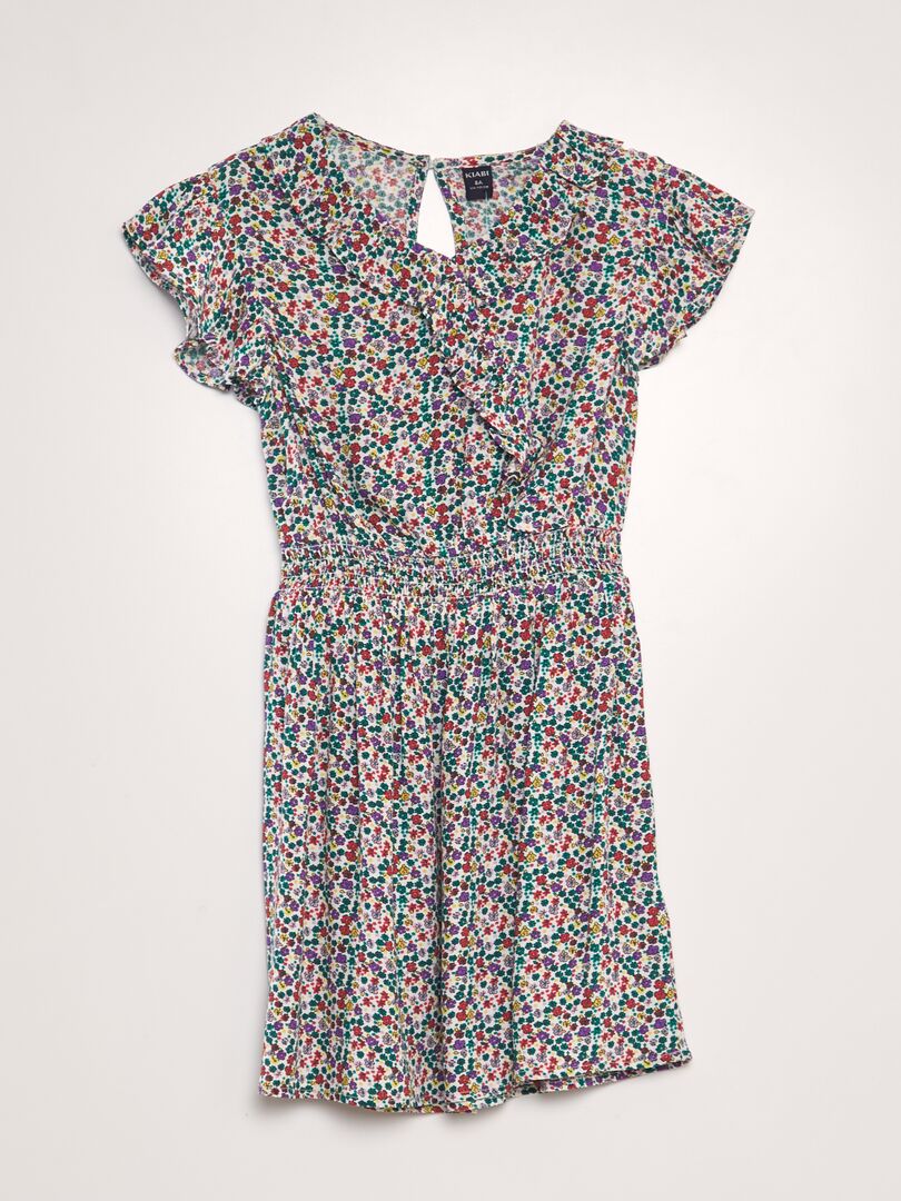 Vestido estampado con volantes - BLANCO
