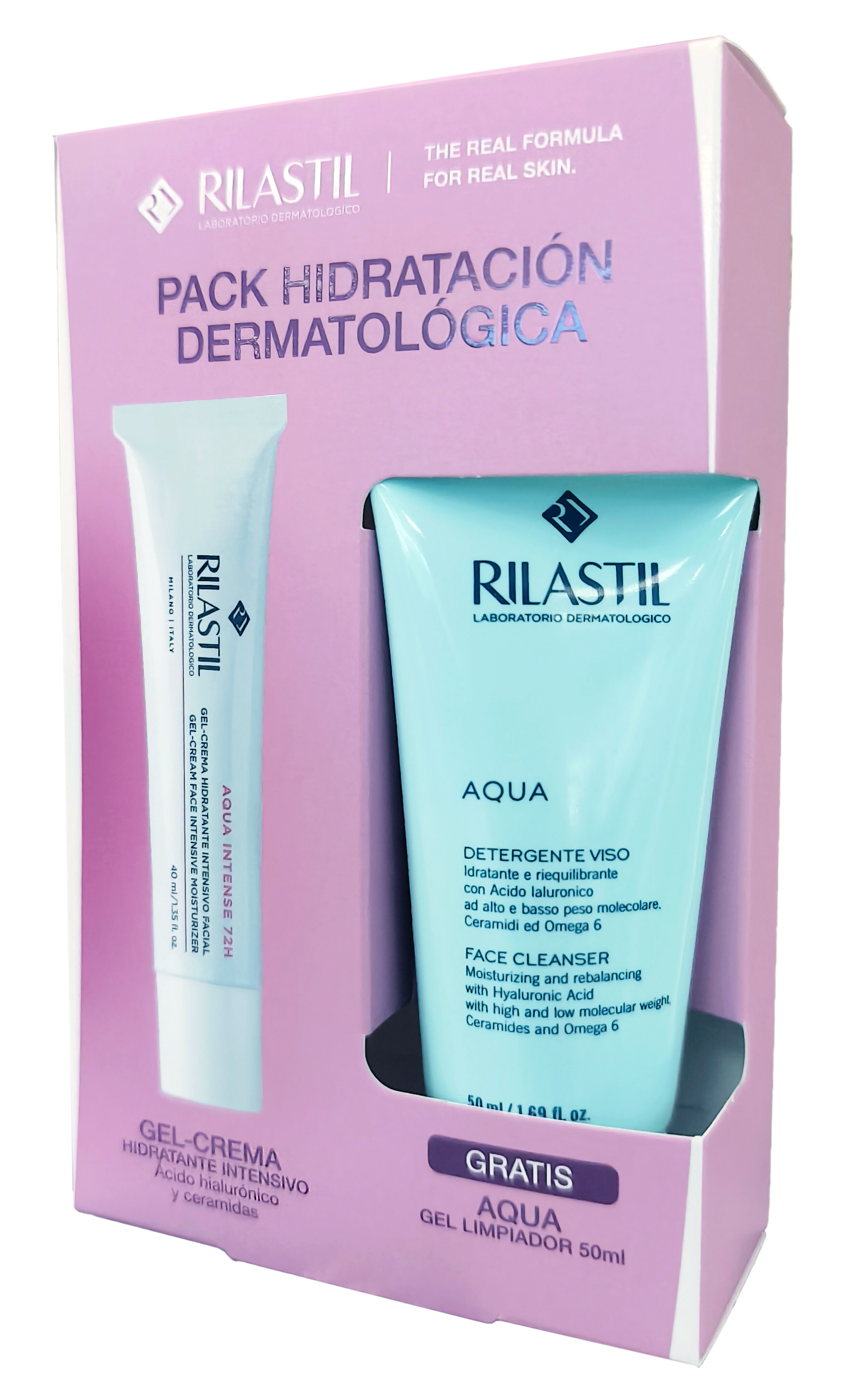 Dermatološki vlažilni paket: intenzivna vlažilna gel-krema in čistilni gel Aqua Lekarniški seti in paketi