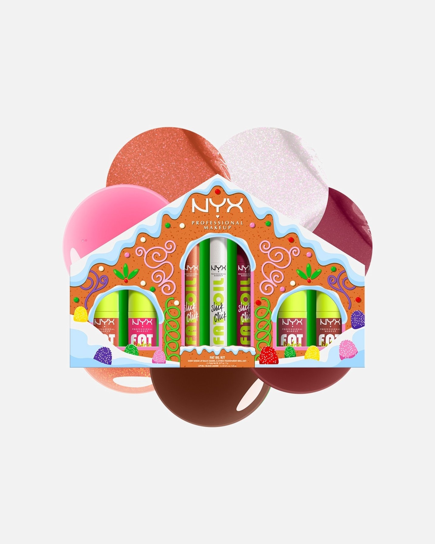 NYX Professional Makeup lūpu kosmētikas komplekts “Ziemassvētku piparkūku nams” – 1 gab.