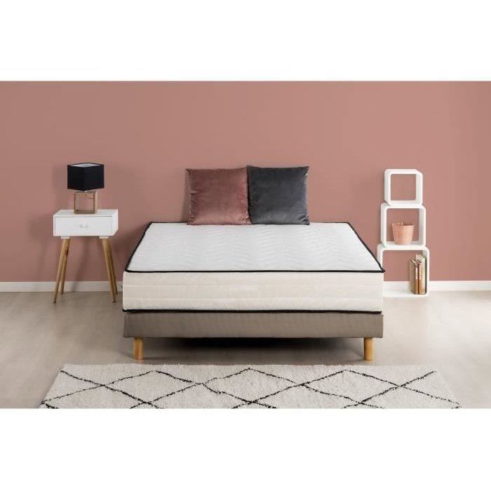 Colchón y base de cama de 140x190 cm - Espuma - 25 cm - DEKO DREAM HOTEL Seasons