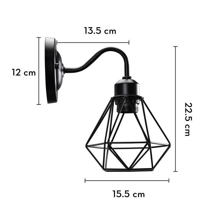 IDEGU Retro Industriële Wandlamp, Vintage Kooi Wandlamp met Smeedijzeren Kap voor Woonkamer en Slaapkamer