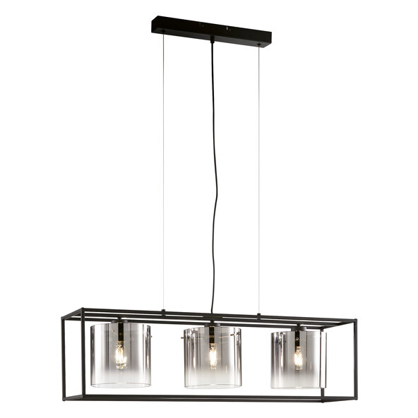 Samu pendellampe, stål/røget glas, E27, 3 lyskilder