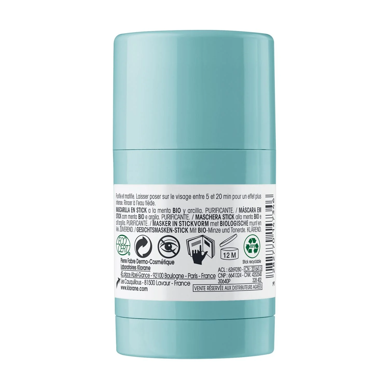 Menta Acquatica Viso Maschera Stick alla Menta BIO e all'Argilla - Maschera Purificante viso