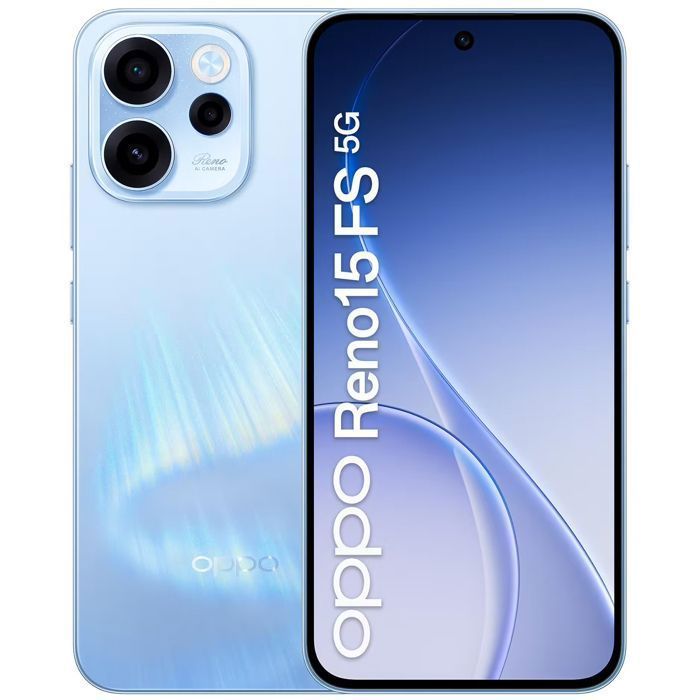 Smartphone 5G - OPPO Reno15 FS - 8 GB de RAM - 512 GB - Azul Aurora - Cámara frontal ultra gran angular de 50 MP - Batería de 6500 mAh