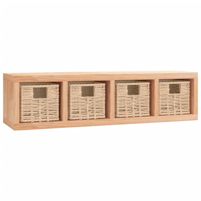 vidaXL Wandplank met manden 62x18x16 cm Massief walnoothout 350370