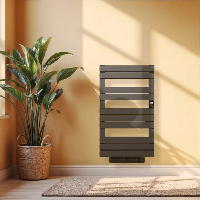 Fluidless electric towel warmer with fan - BESTHERM - HANAE 500 + 1000W - black - NF