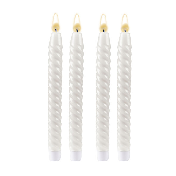 Velas de LED de cera verdadeira, longas e torcidas, brancas, pacote com 2 unidades.