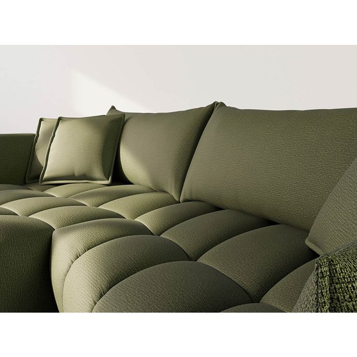 Cassiopee - canapé d'angle gauche 4 places en tissu texturé - Vert