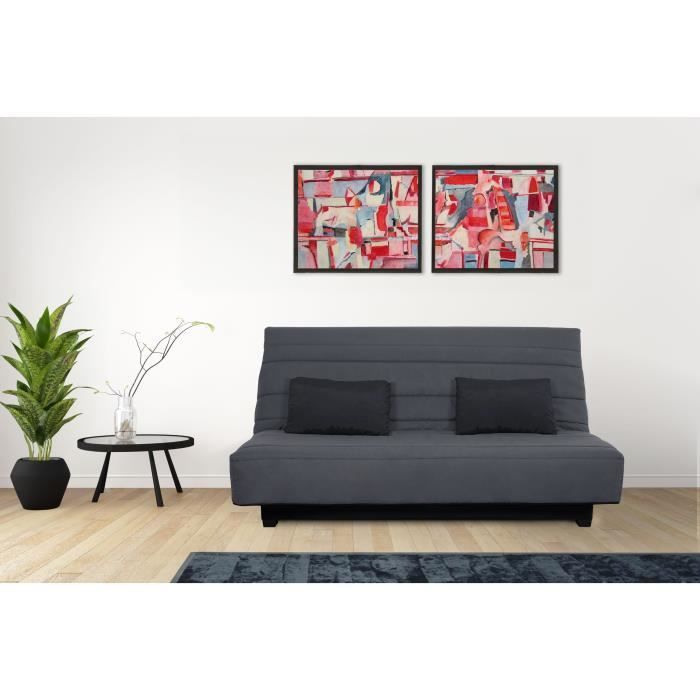 Sofá cama de 2 plazas con sistema clic-clac de DUNLOPILLO - Gris - DREAMER