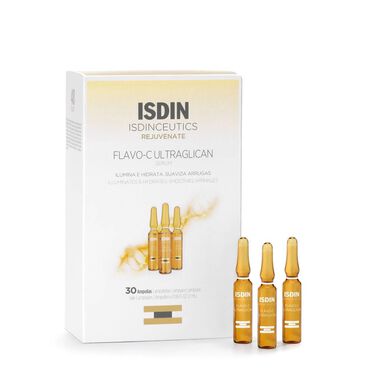 Isdinceutics Flavo-C Ultraglican Serum Illuminates Wrinkles Ampoules Antioxidant Serum Hyaluronic Acid 30 ampoules 30 ampoules