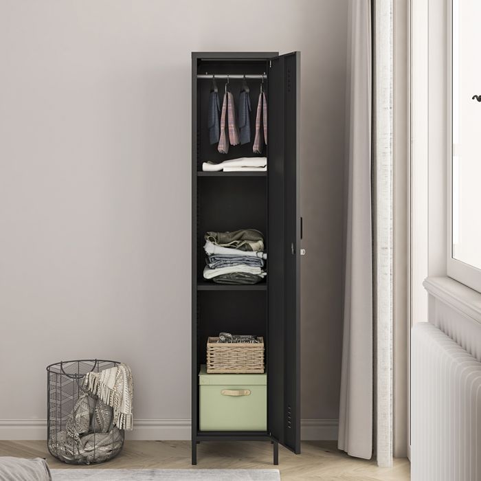 Seinäjoki steel locker, 180 x 38 x 38 cm, matte black