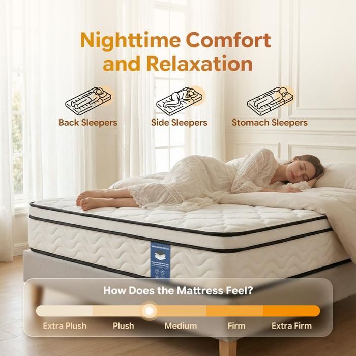 Matelas 90x200 cm HOLDLAMP - Très épais 25 cm - Mémoire de Forme + Ressorts 7 Zones - Hypoallergénique & Réversible Blanc