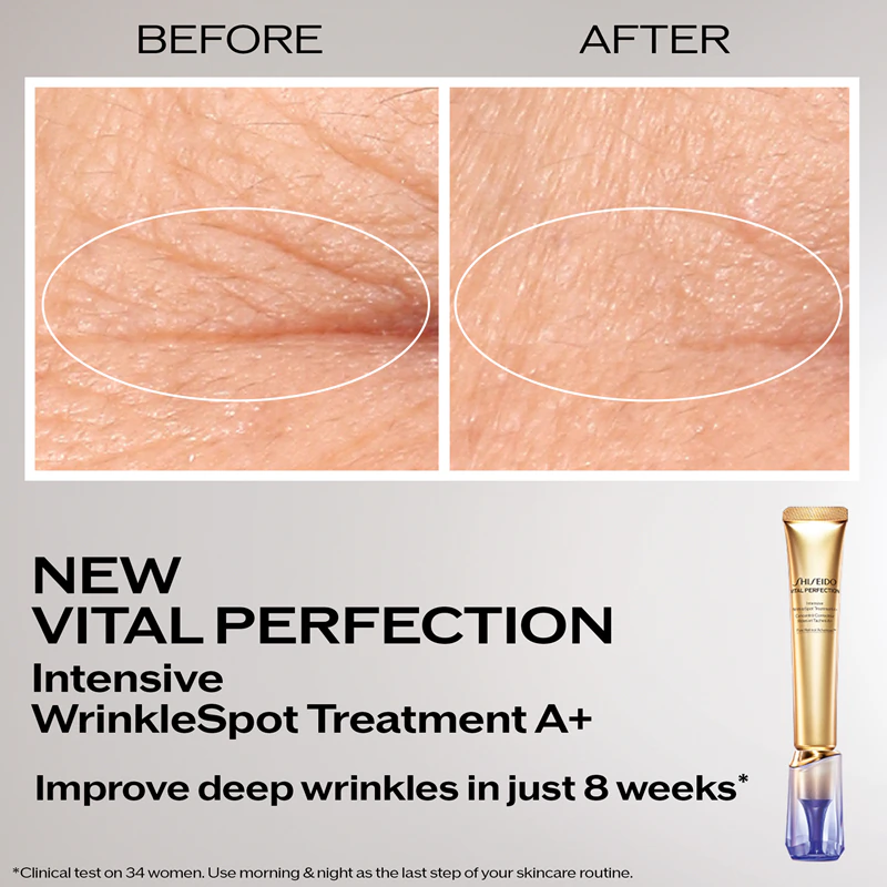 Shiseido Vital Perfection Intensive WrinkleSpot Treatment: Tratamento localizado A+ contra rugas e manchas de pigmentação.