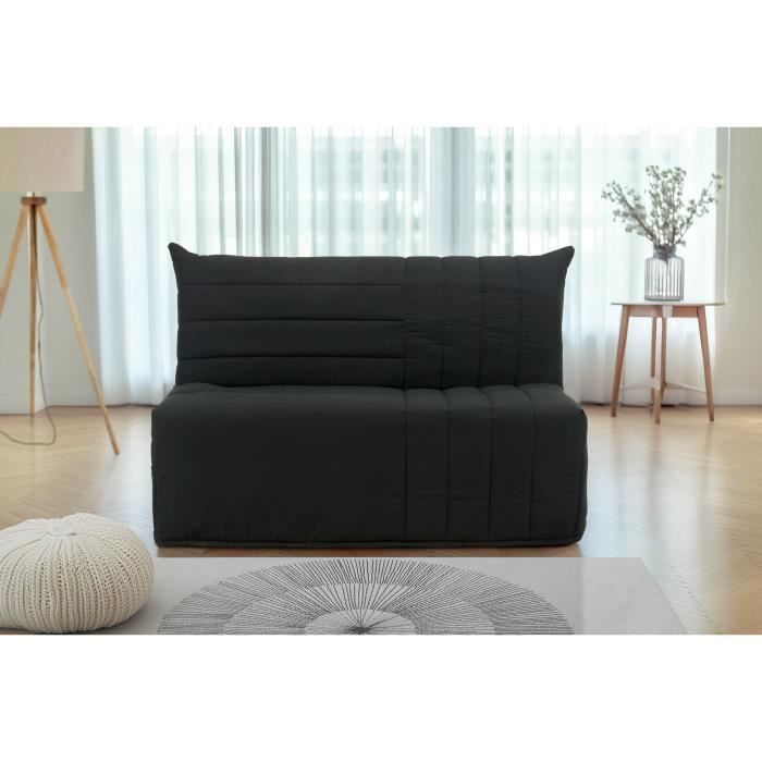 BZ slaapbank - 2-zits - Antracietkleurige stof - 143 x 106 x 92 cm - BULTEX matras - BECCI
