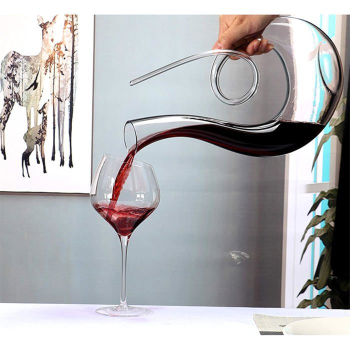 Decantador de vino soplado a mano - Aireador clásico de 1500 ml