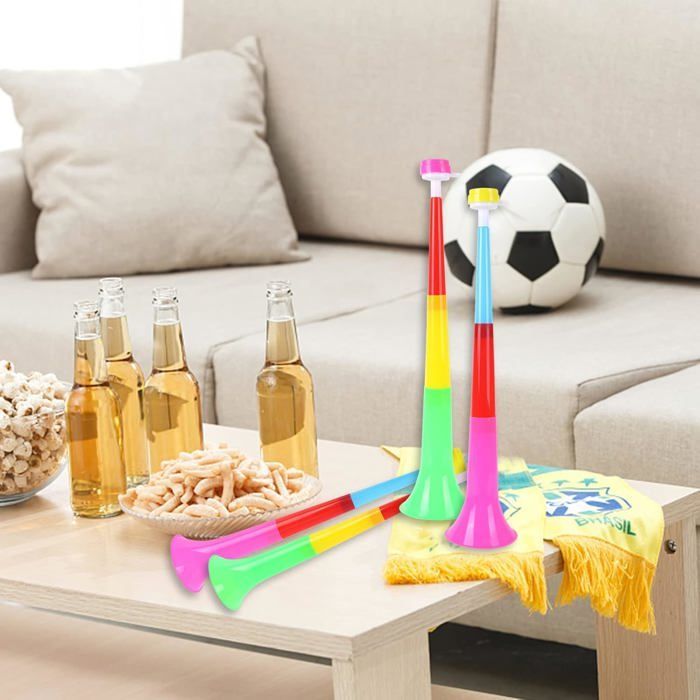 Conjunto de 2 altavoces de vuvuzela de 52 cm de tono agudo, 3 bandas con cambio de tono, trompeta para espectadores.