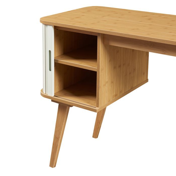 Scrivania Tysvær in bambù, 75 x 105 x 48 cm, naturale/bianco crema