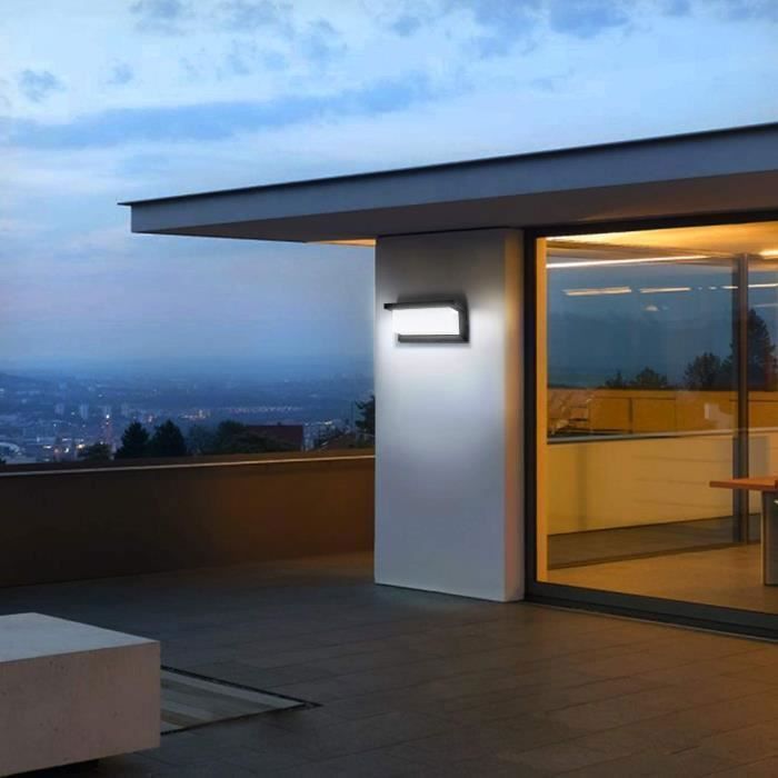 Aplique de pared exterior moderno, LED de 18 W, resistente al agua IP65, aluminio, color antracita, iluminación decorativa, para patio y jardín.