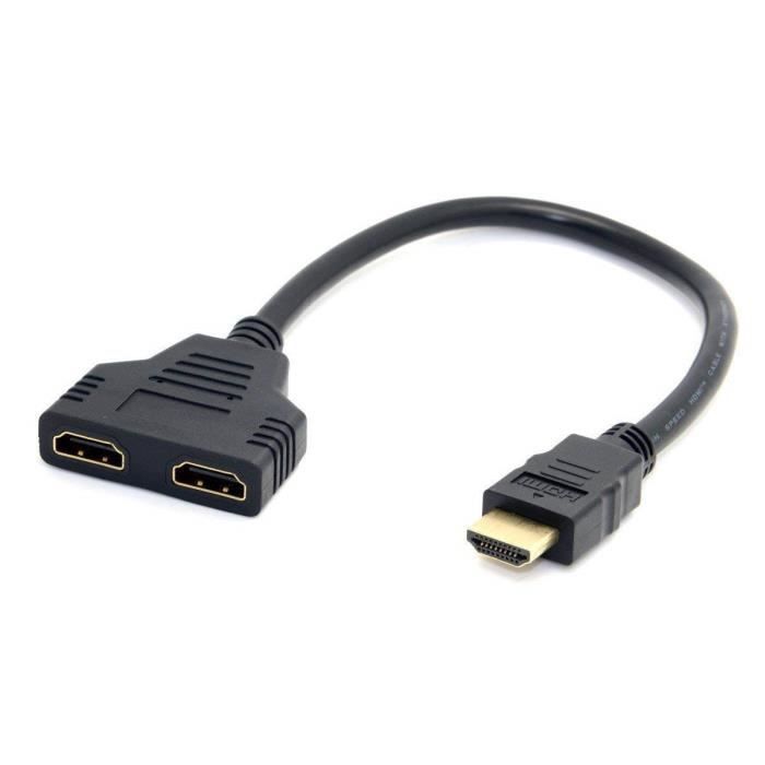 Cabo adaptador divisor em Y INECK® HDMI 1 macho para HDMI 2 fêmea duplo para TVs LCD, LED e HD