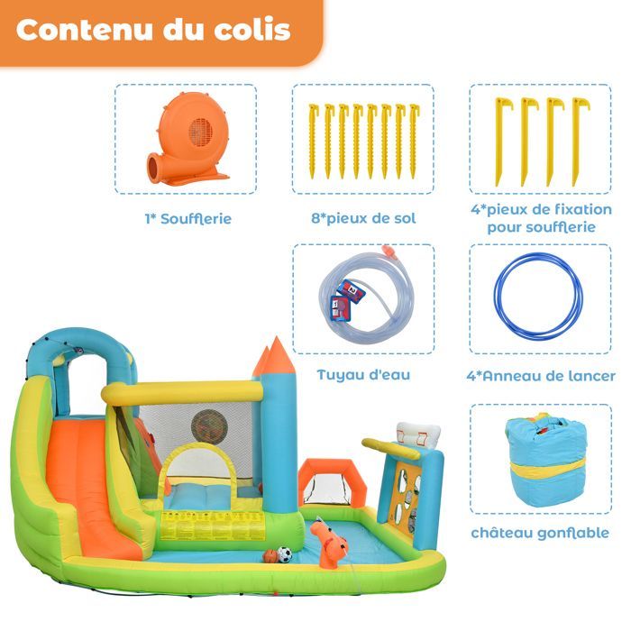Inflatable Castle for Children 3-10 Years Old 360x320x200cm - with Slide, Pool, Football, Basketball and Blower