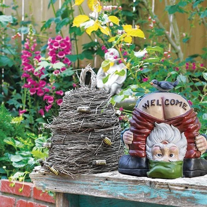 Ornements de pelousestatuette drôle de nain de jardin en résinepour Décoration ExtérieureIntérieureCourMaisonPorcheCadeau