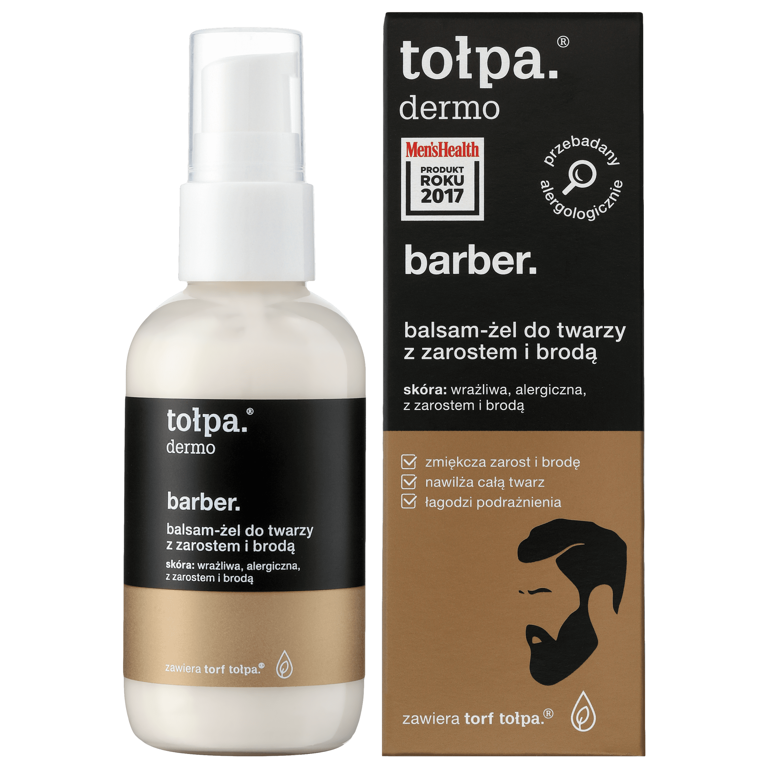 Baume-gel visage Tołpa Dermo Men Barber pour barbe de trois jours et barbe 75 ml