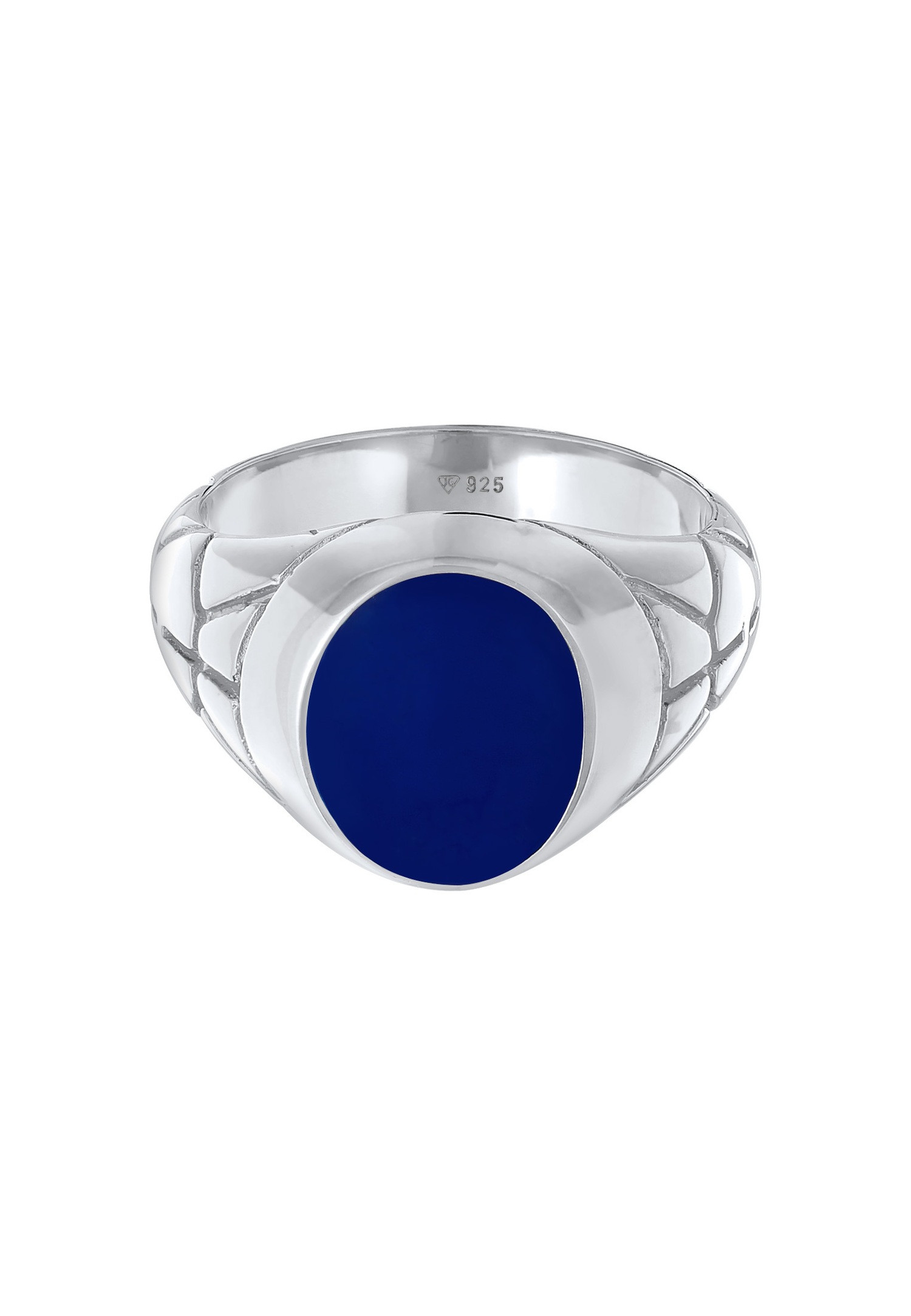 KUZZOI Chevalière de base pour homme - Bleu ovale avec émail en argent sterling 925 plaqué or