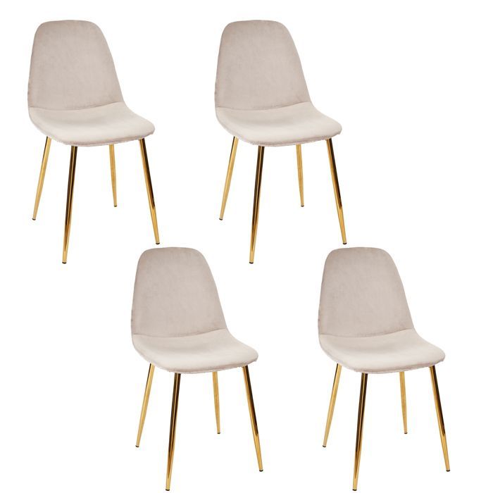 Lot De 4 Chaises - Home Deco Factory - Design Scandinave - Grises Et Or