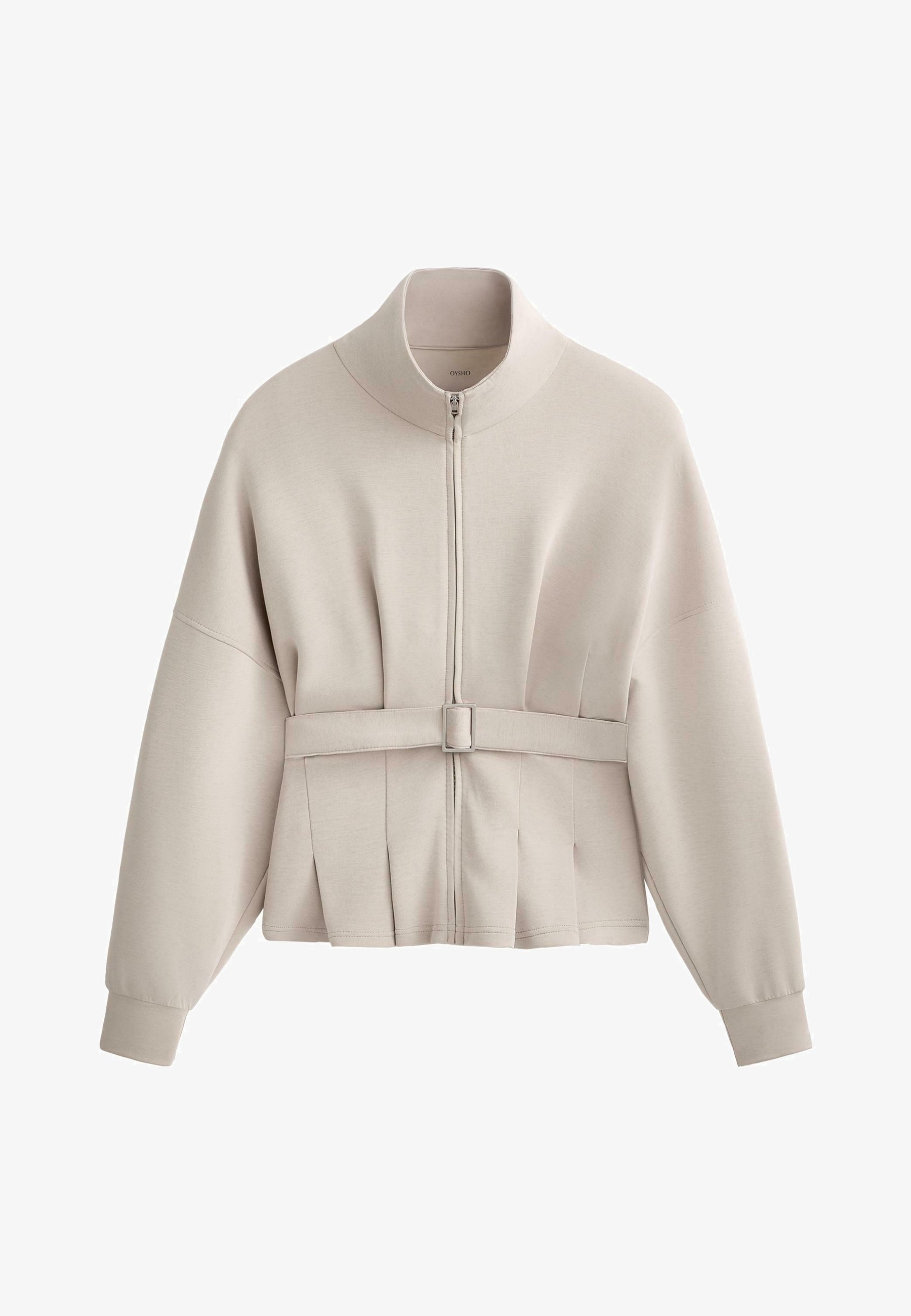 Gilet OYSHO ceinturé au toucher doux - beige chiné
