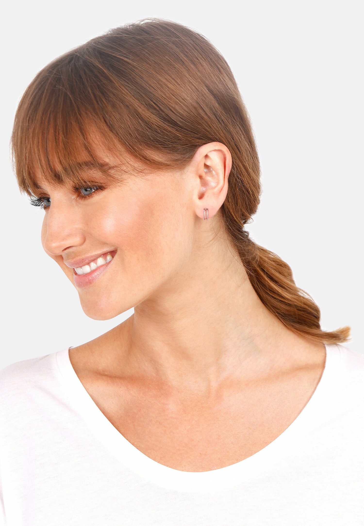 Elli Mesdames Créoles Mini Basic Minimal Tendance en argent sterling 925 plaqué or rose