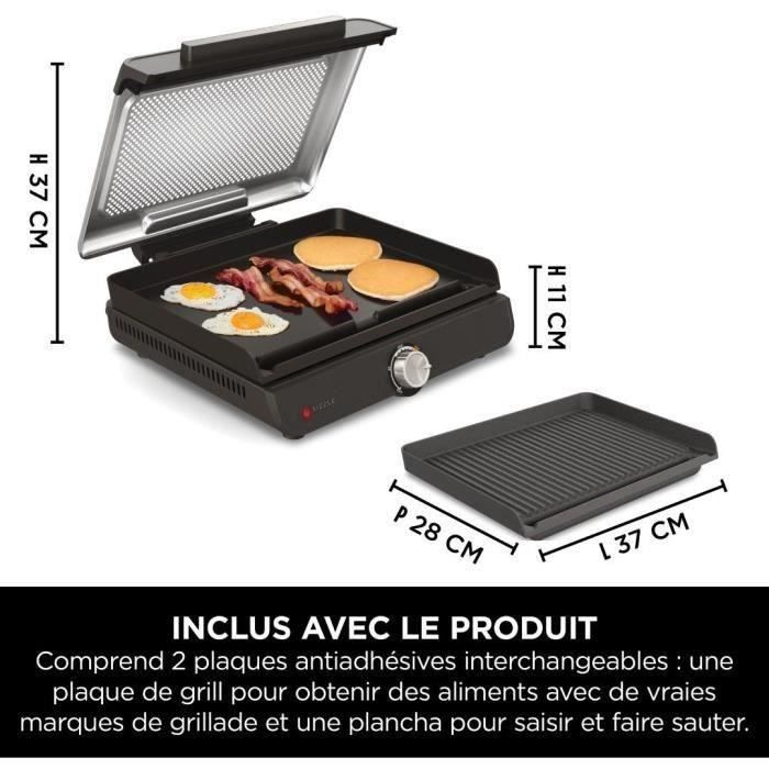 NINJA Grill und Grillplatte - Sizzle GR101EU - Oberfläche 34x8x13,5cm - Bis zu 260°C