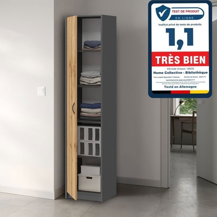Mobile contenitore a 1 anta - 40x35x180 cm - Mobile per ufficio/camera da letto a 4 ripiani - Unità di stoccaggio multiuso - Wotan