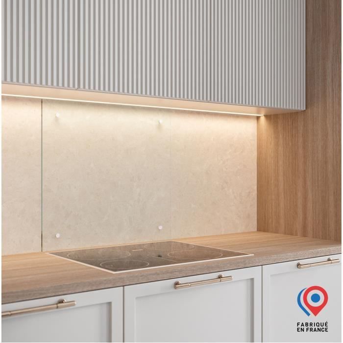 Spatwand - Achterwand voor afzuigkap - AURYS - Glas - Transparant - 700*600 - 6 mm - 4 gaten