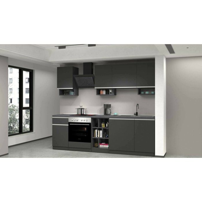Cocina completa Attimis Dmora, en madera noble gris pizarra.