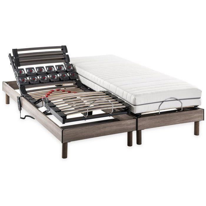 Ensemble matelas + sommier relaxation électrique ERGO 2 Dreamzone - 2x90x200 cm - Ressorts ensachés - DEKO DREAM Ergo 2