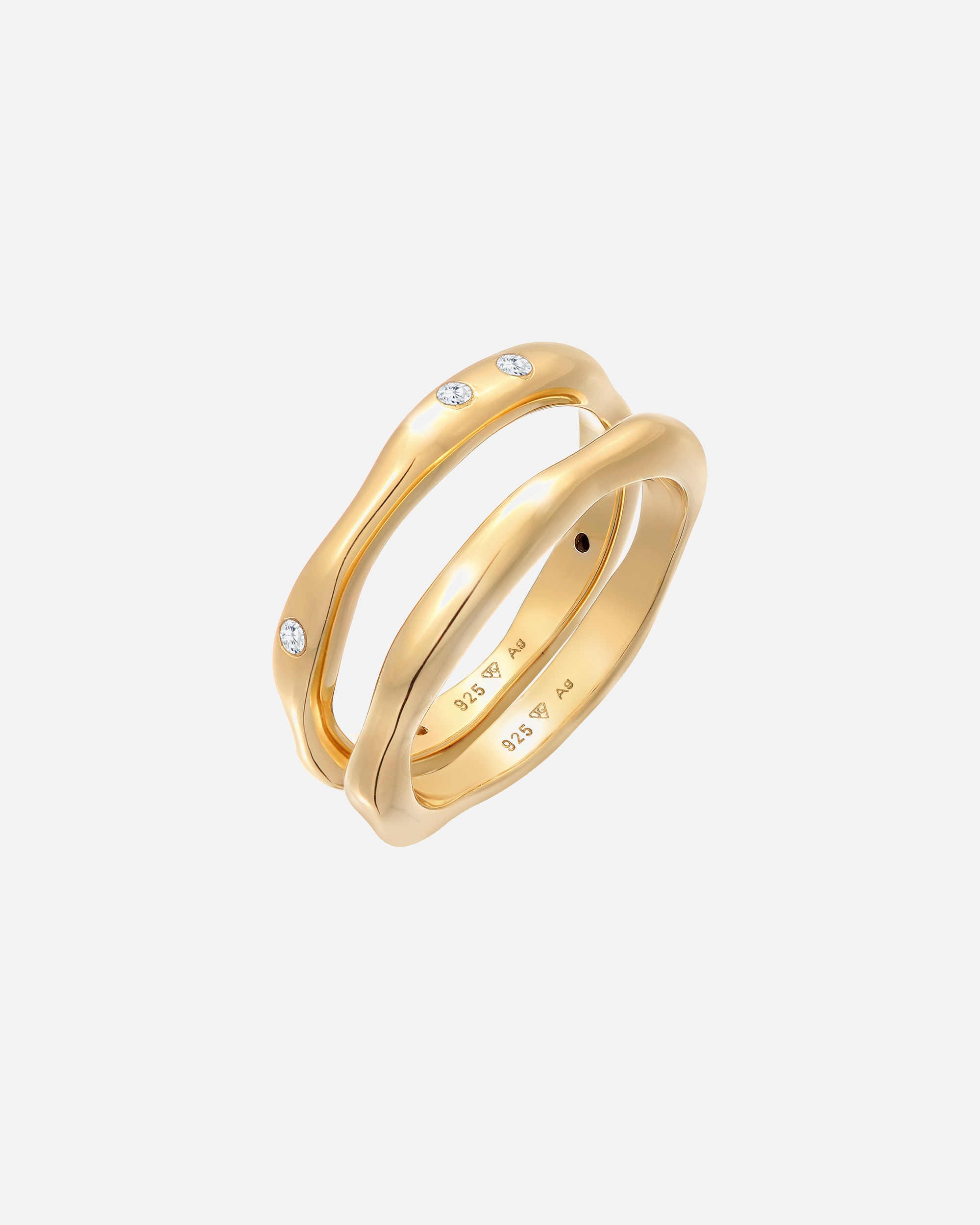 Elli Femmes Bande Set de 2 Basique avec Cristaux de Zirconium en argent sterling 925